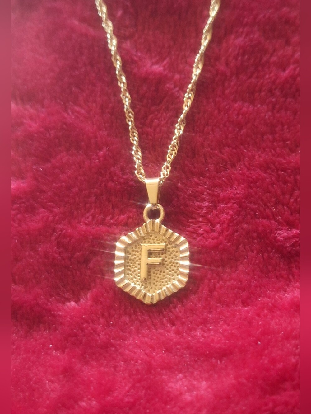 Oak & Ivy Boutique Stainless Gold Tone F Initial Adjustable Necklace NWOT